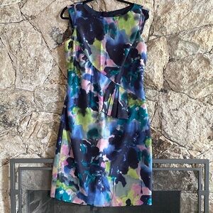 Tahari watercolour print pencil dress - Sz 6